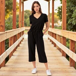 Threads 4 Thought Black Women's Short Sleeve Jumpsuit in XS